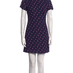 Barneys New York Navy Mini Dress with Pink Floral Print